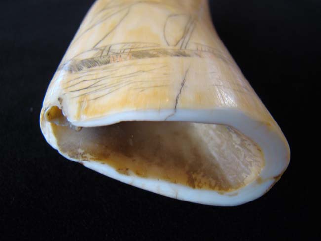 A 19th century American sailor Scrimshawed  Whale's Tooth with Lady and a Ship — image 4